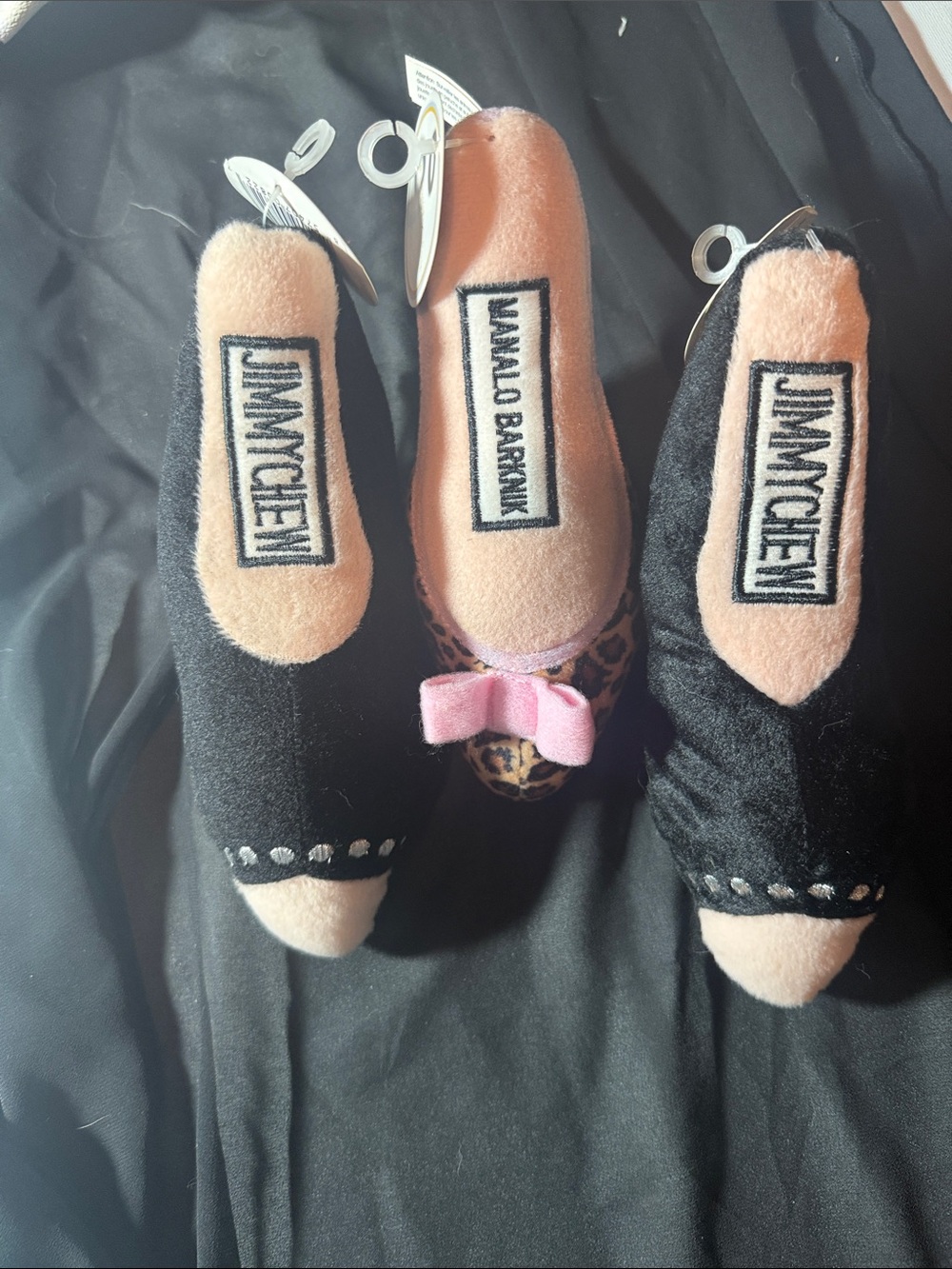 Ty Plush Dog Toy Trio Black Pink Brown Leopard